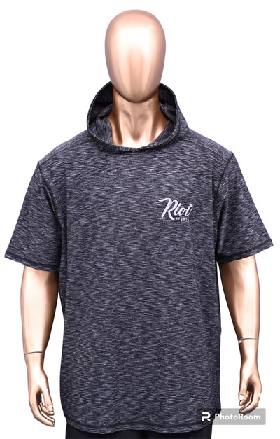 Riot black heather premium lightweight short sleeve hoodie