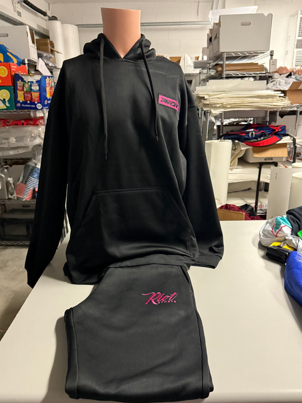 Riot black with pink fleece hoodie