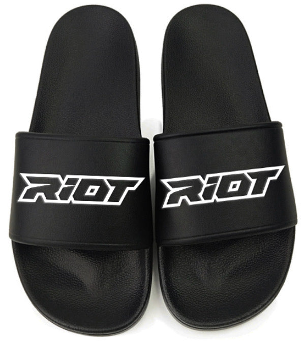 Slides with Riot logo