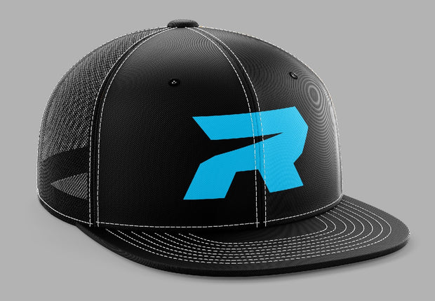 Black/Black Hat (404M) with Electric blue R Logo