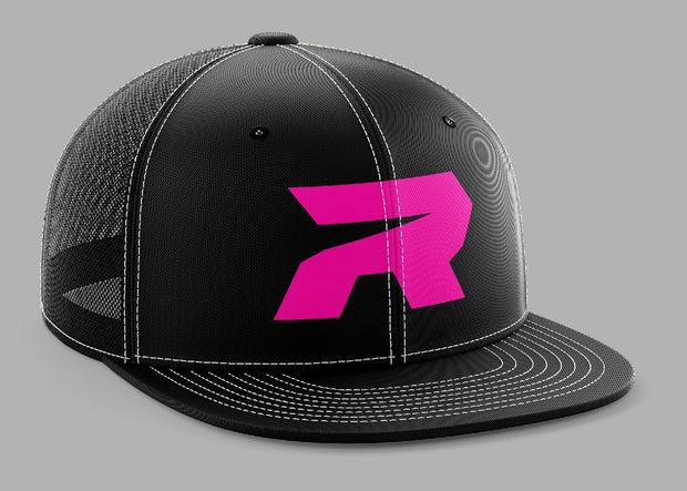 Black/Black Hat (404M) with Hot Pink R Logo