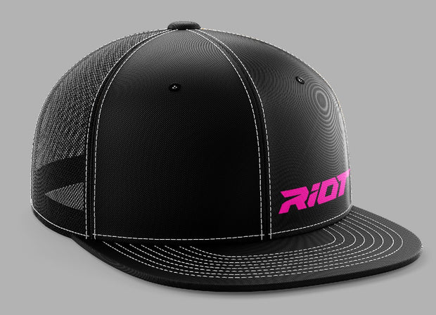 Black/Black Hat (404M) with Hot Pink Riot Logo