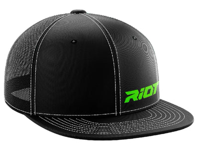 Black/Black Hat (404M) with Green Riot Logo