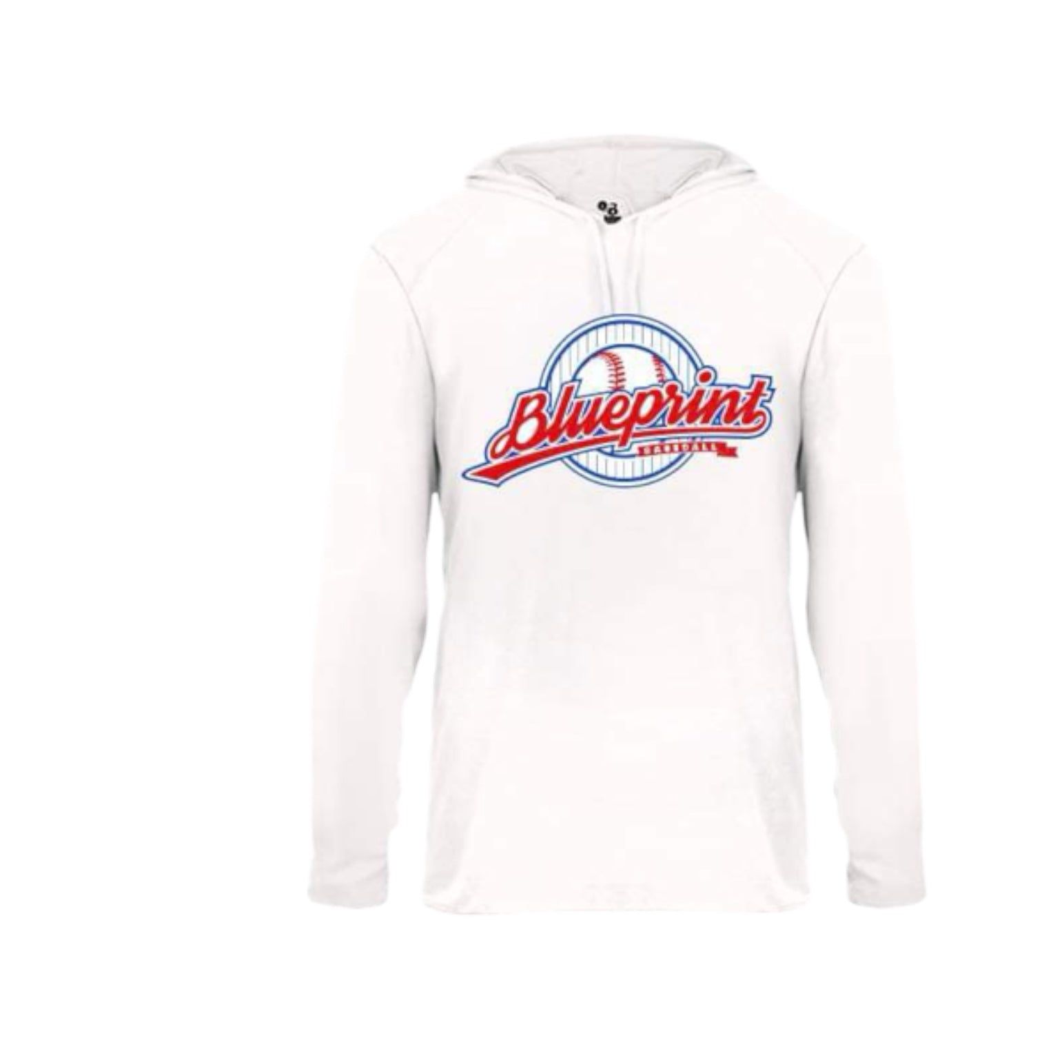 Blueprint white dri fit long sleeve hooded shirt – Riot Sports Gear