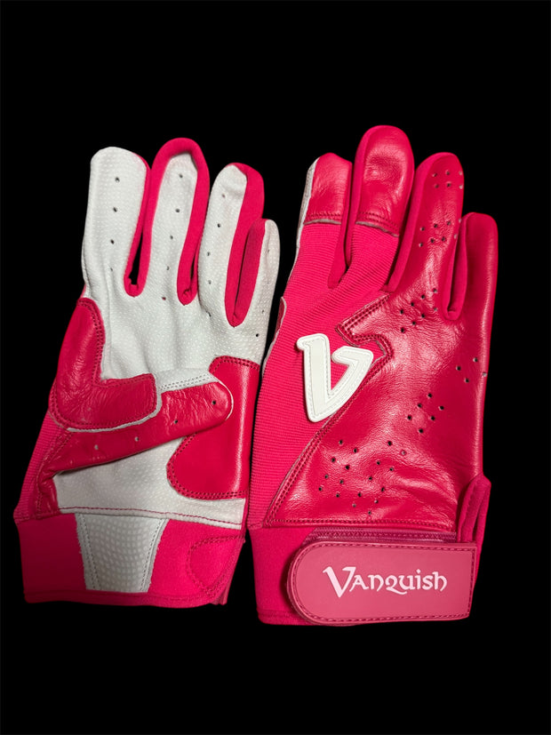 Vanquish hot pink short cuff batting gloves