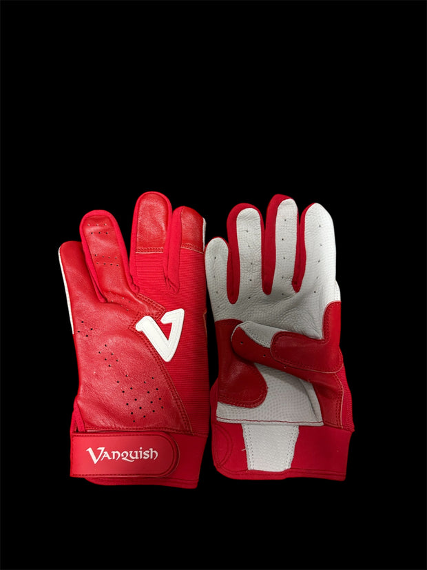 Vanquish red short cuff batting gloves