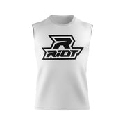 White Sleeveless Shirt with Riot Logo (Choose your logo color)