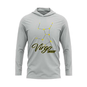 Silver Hooded Long Sleeve Shirt with Riot Zodiac Logo - Choose your zodiac sign