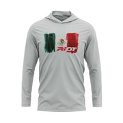 Silver Hooded Long Sleeve Shirt with Riot Mexico Watercolor Logo