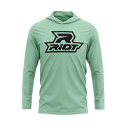Seafoam Green Hooded Long Sleeve Shirt with Riot Logo - Choose your Logo