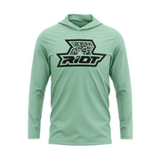 Seafoam Green Hooded Long Sleeve Shirt with Riot Logo - Choose your Logo