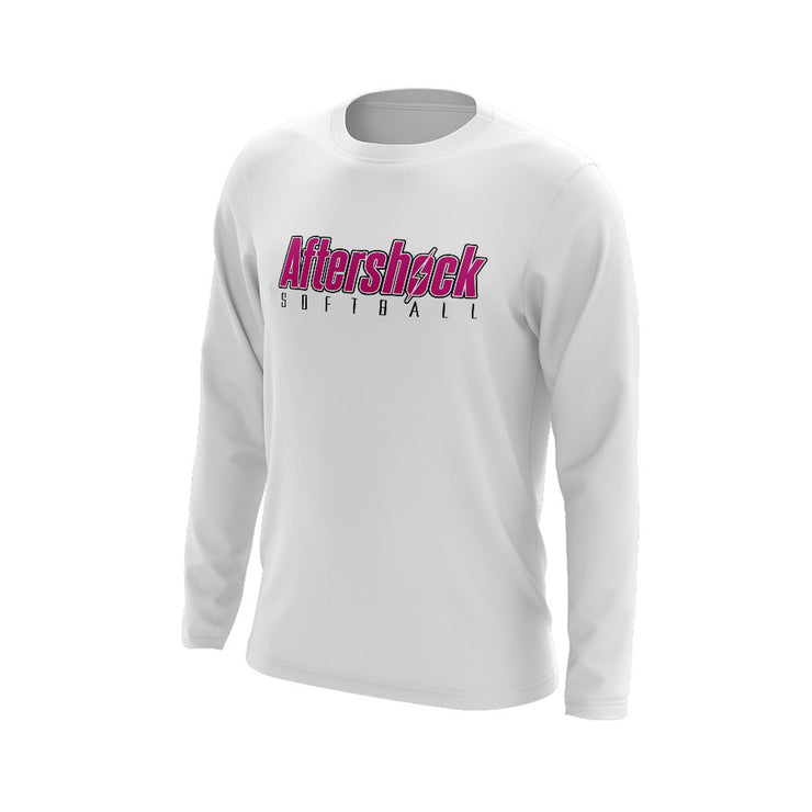 White Long Sleeve Shirt with Aftershock 8U Pink Logo