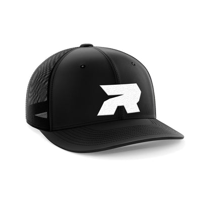 Black/Black Hat (404M) with White R Riot Logo