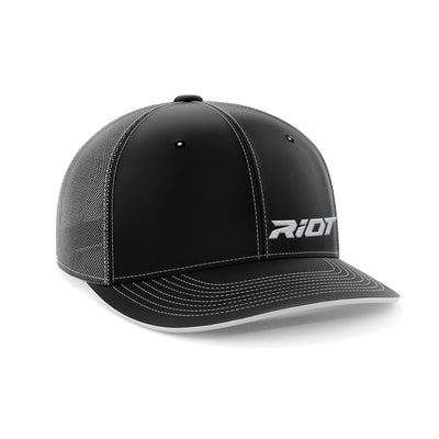 Black/Black Hat (404M) with Silver Riot Logo