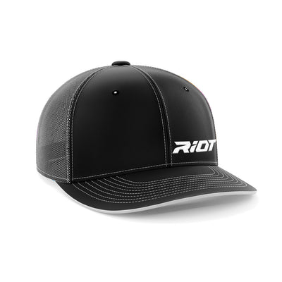 Black/Black Hat (404M) with White Riot Logo