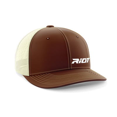 Brown/Khaki Hat (104C) with White Riot Logo