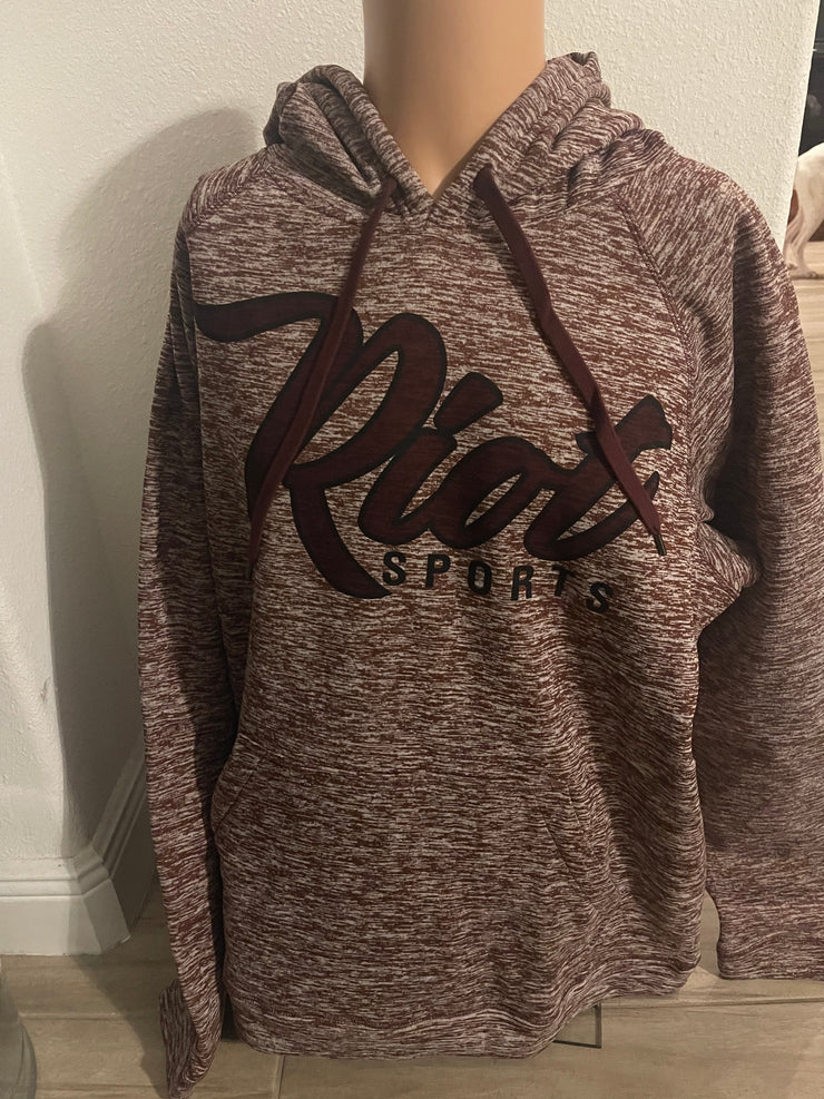 Vintage heather hoodie with Riot cursive logo