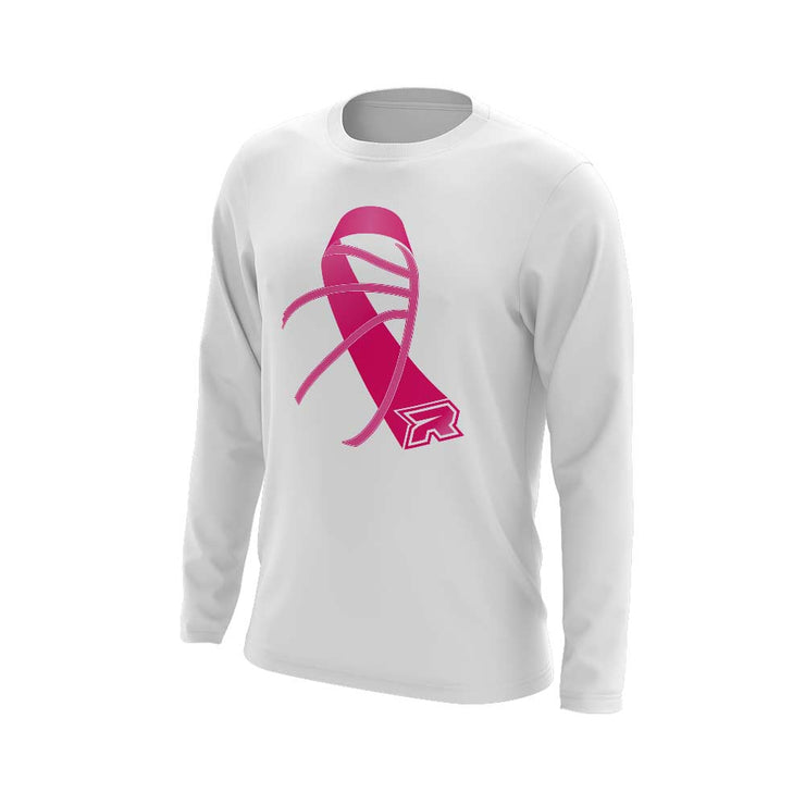 **NEW** White Triblend Long Sleeve with Basketball Ribbon Riot Logo - Choose your color ribbon