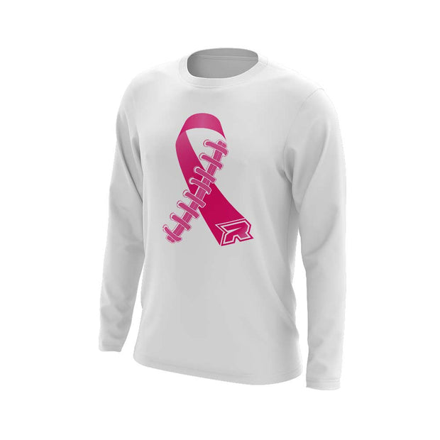 **NEW** White Triblend Long Sleeve with Football Ribbon Riot Logo - Choose your color ribbon