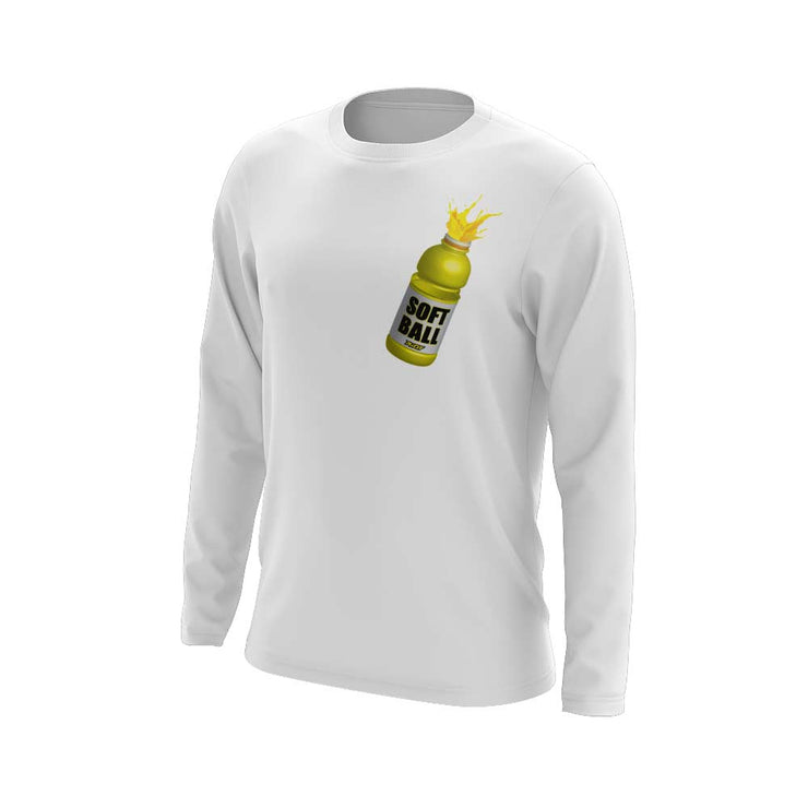 **NEW** White Long Sleeve Shirt with Softball Facts Sports Bottle Riot Logo