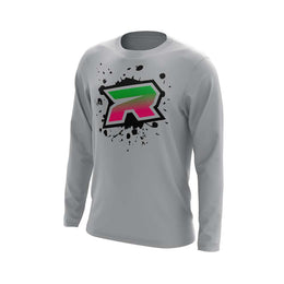 **NEW** Grey Long Sleeve with R Splash Riot Logo (choose your logo color)