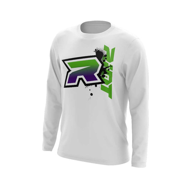 **NEW** White Long Sleeve with R Riot Vertical Logo (choose your logo ...