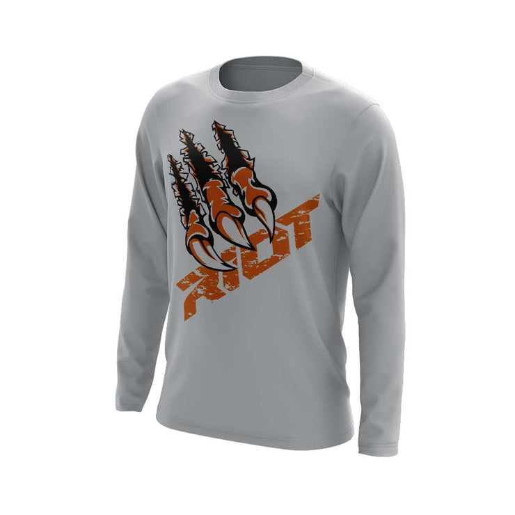 Grey Long Sleeve Shirt with Halloween Claw Riot Logo