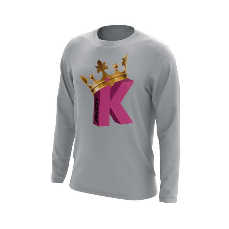 **NEW** Grey Long Sleeve with Strikeout King Riot Logo - Choose your logo color