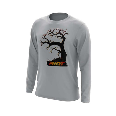 Grey Long Sleeve Shirt with Halloween Tree Riot Logo