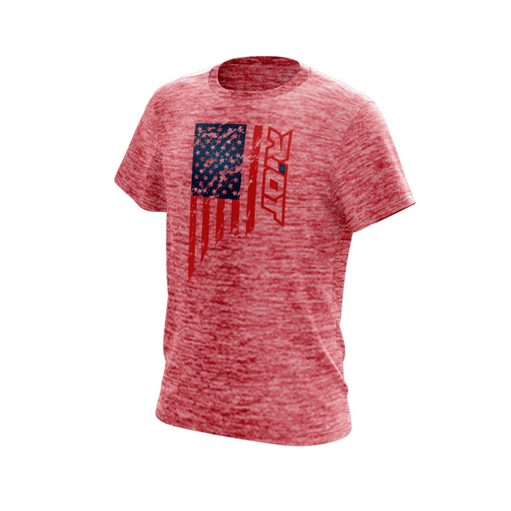 Red Electric Short Sleeve with US Flag Riot Logo