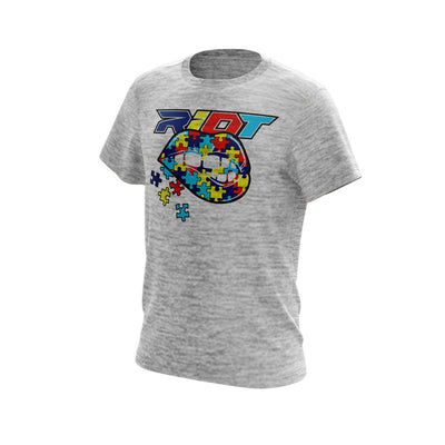 Silver Electric Short Sleeve with Autism Lips Riot Logo