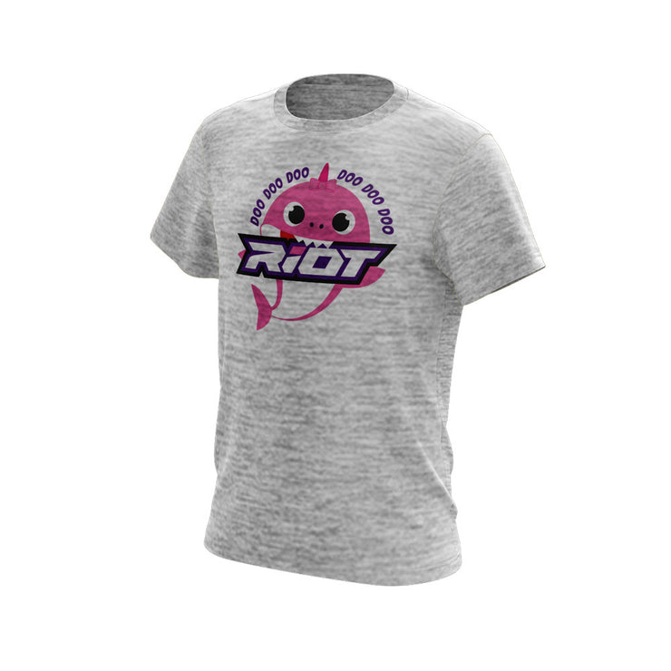 Silver Electric Short Sleeve with Baby Shark Girl Riot Logo