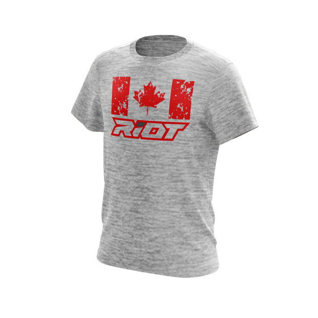 Silver Electric Short Sleeve with Canada Maple Leaf Red Riot Logo