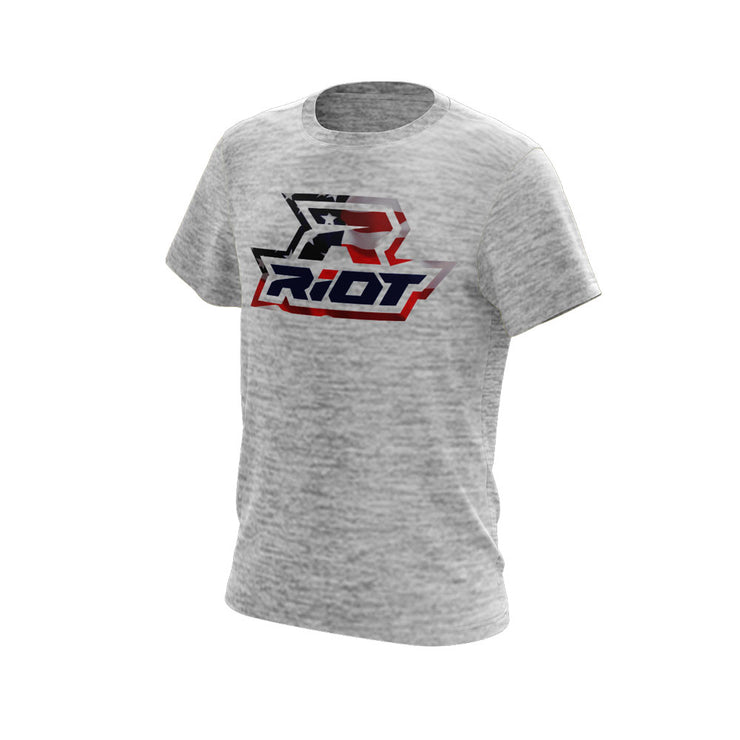 Silver Electric Short Sleeve with USA Riot Logo