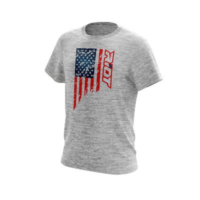 Silver Electric Short Sleeve with US Flag Riot Logo