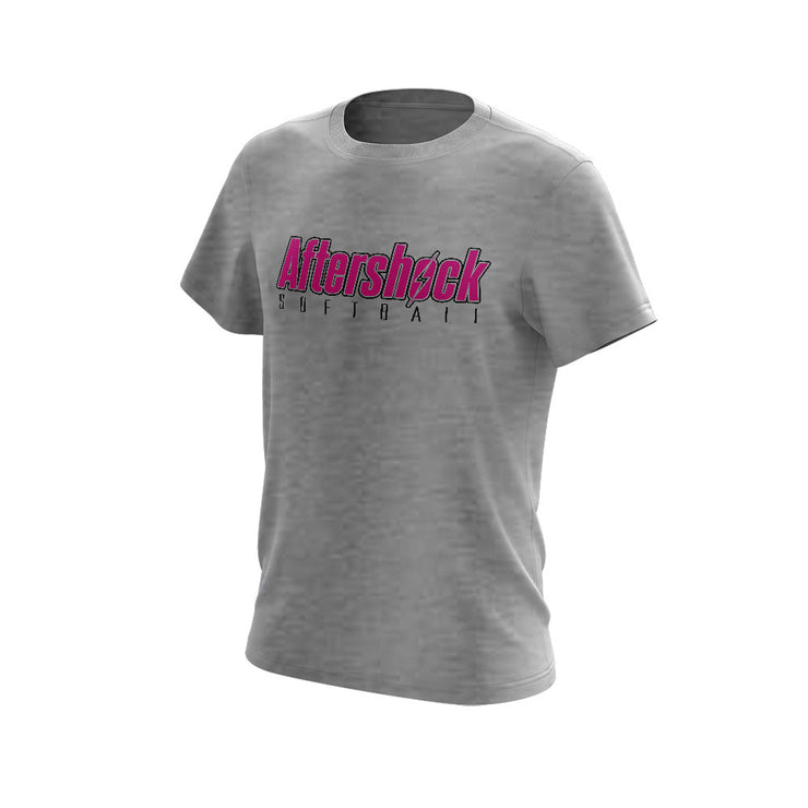 Light Grey Triblend Short Sleeve Shirt with Aftershock 8U Pink Logo