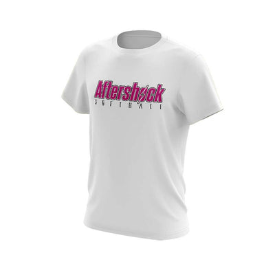 White Short Sleeve Shirt with Aftershock 8U Pink Logo