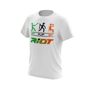 **NEW** White Short Sleeve Shirt with Hit Flip Sit Riot Logo - Choose your color logo