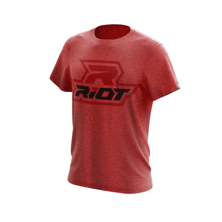 Heather Red Triblend Short Sleeve with Black & Red Riot Logo