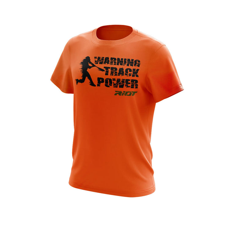 Neon Orange Short Sleeve with Warning Track Power Riot Logo