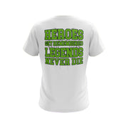 White Short Sleeve Shirt with Legends Never Die Riot Logo - Choose your logo color