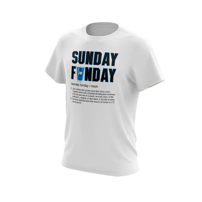 **NEW** White Short Sleeve Shirt of the Week with Sunday Funday Riot Logo