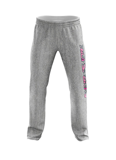 Heather Grey Sweatpants with Pink Camo Riot Logo