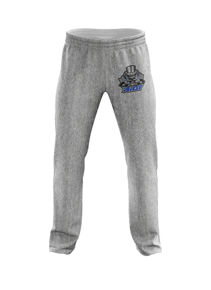 Heather Grey Sweatpants with USA Blue Line Skull & Guns Riot Logo