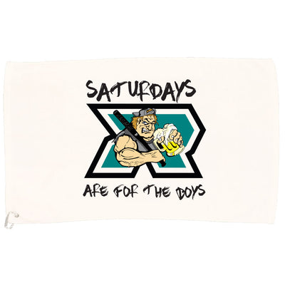 White Game Towel with Saturdays Are for the Boys Riot Logo