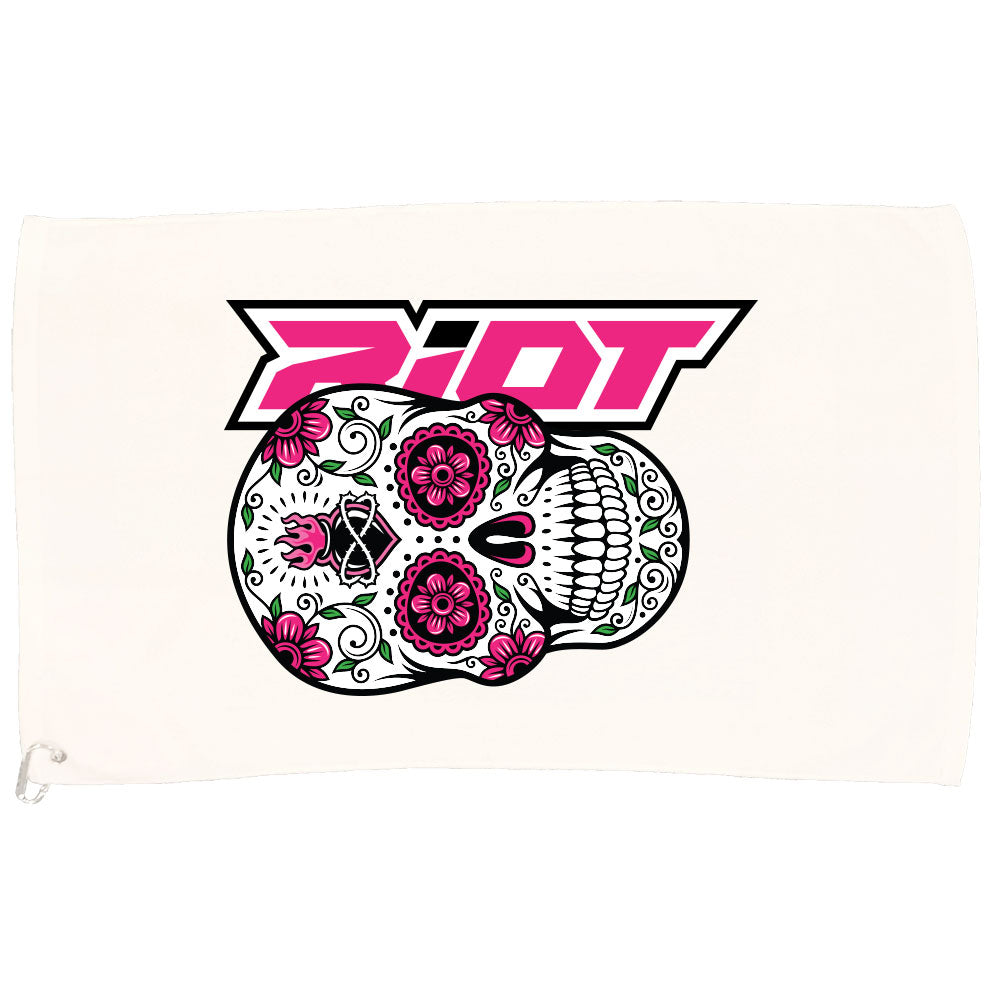 White Game Towel with Sugar Skull Riot Logo – Riot Sports Gear