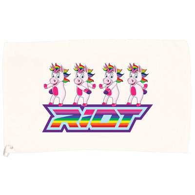 White Game Towel with Flossing Unicorn Riot Logo