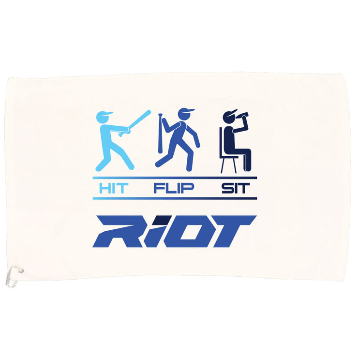 White Game Towel with Hit Flip Sit Riot Logo (Choose your logo color)