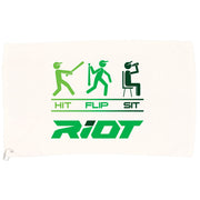 White Game Towel with Hit Flip Sit Riot Logo (Choose your logo color)