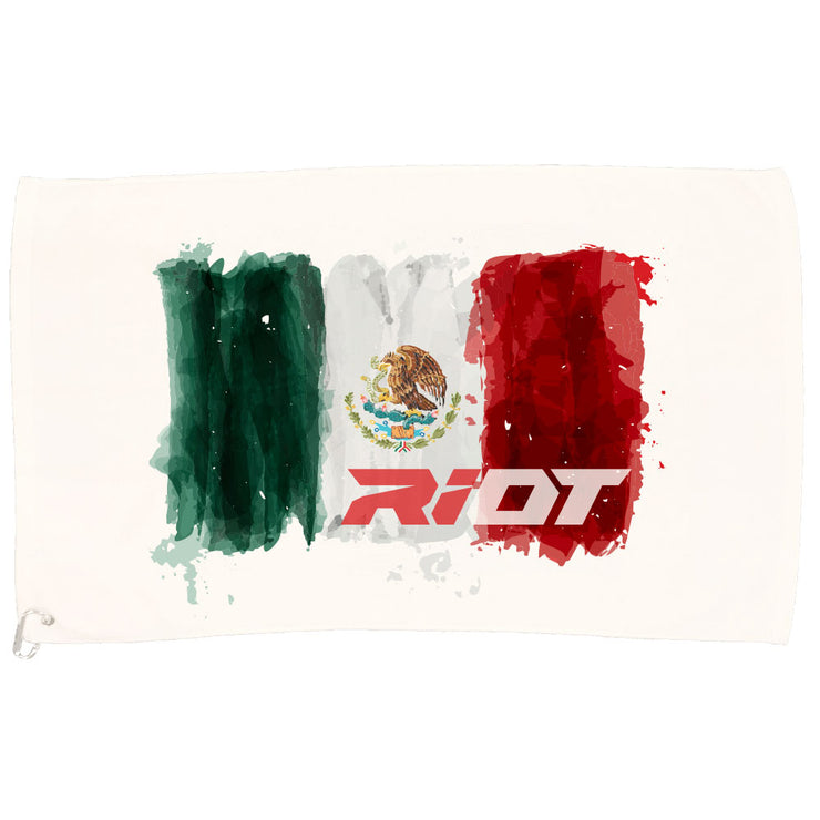 White Game Towel with Riot Mexico Watercolor Logo